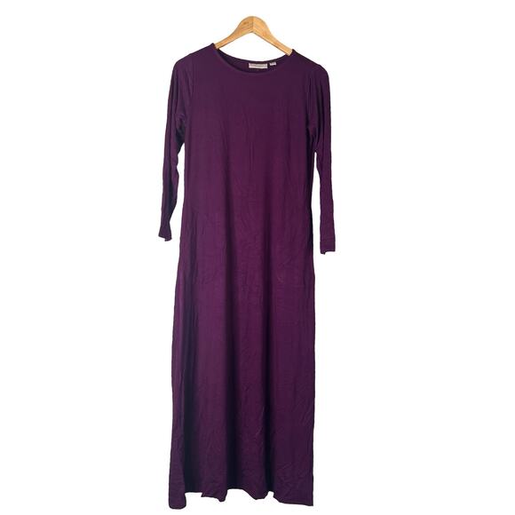 A624950 BELLE by Kim Gravel Rayon Span Bracelet Sleeve Maxi Dress Aubergine XXS - Picture 1 of 6